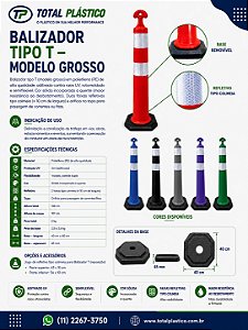 Balizador Tipo T Modelo Grosso 108 cm