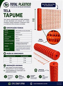 Tela Tapume Laranja 1,20 m