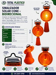 Sinalizador Solar para Cone Bidirecional