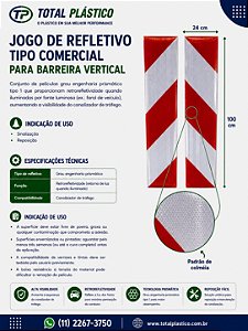 Jogo de Refletivo para Barreira Vertical 100 x 24 cm