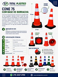 Cone 75 cm com Base de Borracha