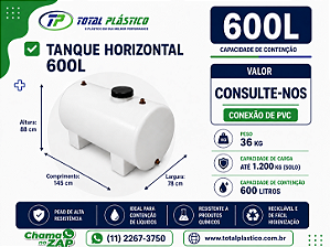 Tanque para Óleo Diesel Horizontal 600 Litros