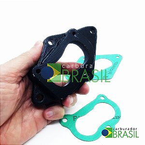 Flange em Alumínio com Juntas para Carburador Brosol 2E e 3E