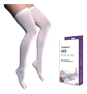 MEIA ANTI TROMBO  AES AGH 7/8 MEIA COXA 18MMHG BRANCA
