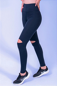 Calça Legging Fitness com Recorte no Joelho
