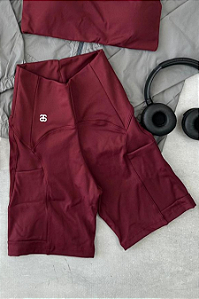 Short Fitness Cós Alto com Bolso Lateral