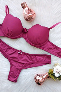 Conjunto Lingerie Básico Bojo Onda Calcinha Fio Duplo