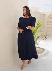 vestido azul marinho