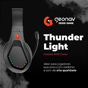 Headset Game Geonav - Good Game - Efeito RGB - Thunder Light - Zero latência
