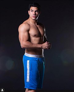Bermuda Box Duas Cores Azul Turquesa e Cinza