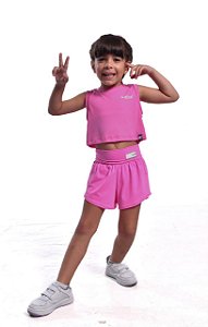 Cropped Basic Infantil Rosa Chiclete Triple Under