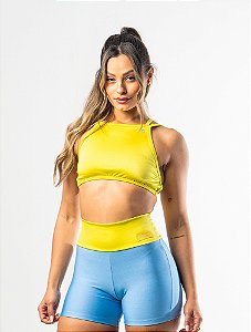 Shorts Duo Azul Céu e Amarelo Shine