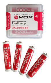Pilha Recarregável Mox AA 3000mAh Estojo com 4 unidades