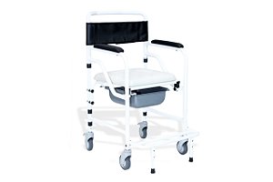 Cadeira de banho flex plus até 200kg desmontável e dobrável com coletor, encostocom ajuste de tensão, apoio de pés   Ortobras