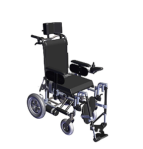 Cadeira de rodas motorizada para exterior e interior com encosto reclinável - Ortobras