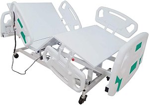 Cama hospitalar motorizada 3 movimentos luxo com grades em ABS - Marca Hospitalar