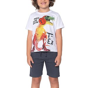 conjunto dinossauro infantil manga curta branco trick nick