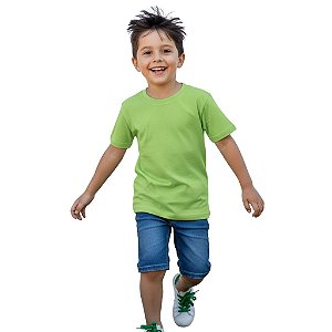 camiseta infantil lisa verde limao unissex 100% algodão toque macio confortável  tamanhos 2 a 16