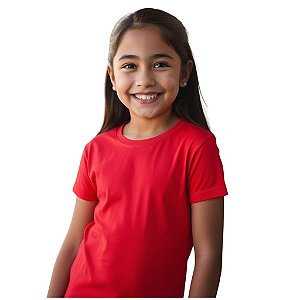 camiseta vermelha lisa infantil unissex 100% algodão macia confortável tamanhos 2 a 16