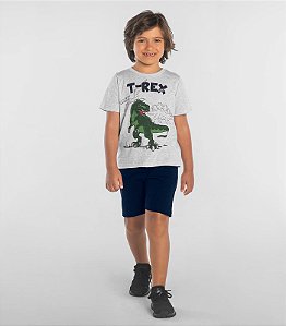 conjunto Infantil dinossauro menino algodão camiseta com bermuda várias cores e tamanhos 2 a 10 anos