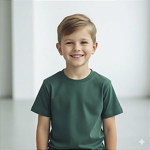 camiseta verde militar musgo infantil lisa unissex 100% algodão macia confortável tamanhos 2 a 16