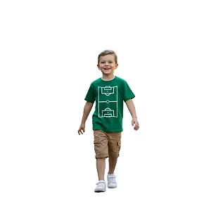 camiseta tema futebol infantil unissex verde bandeira 100% algodão confortável tamanhos 6 e 8 anos