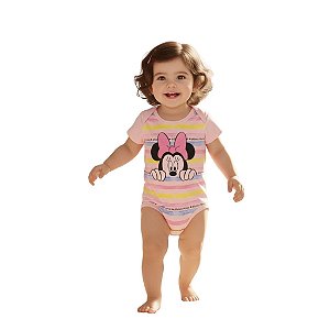 body minnie rosa baby menina listrada disney suedine 100% algodão tamanhos Mb e Gb