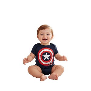 body capitao america baby menino manga curta azul marinho algodão confortável tamanho G