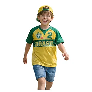 camiseta Brasil infantil menino malha algodão confortável multicolorida tamanho 10 anos