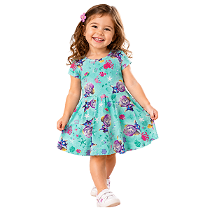 vestido bebe menina skye patrulha canina tema marinho meia malha algodão tamanho 3