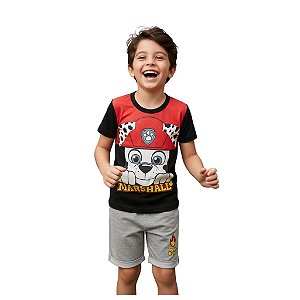 conjunto infantil da patrulha canina marshall camiseta e bermuda várias cores tamanhos 6 e 8 anos