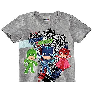 camiseta infantil pj masks algodão estampa menino gato corujita e lagartixo várias cores tamanho 2 anos