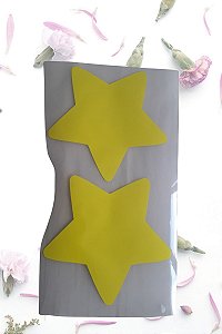 adesivo termocolante DTF para roupa estrela amarela tamanho 16 x 13cm estampe rápido