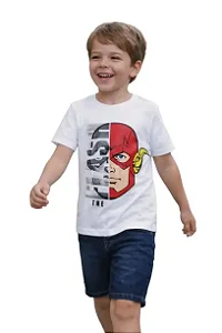 camiseta do flash infantil masculina marlan malha algodão branco tamanho 6 anos