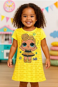 vestido lol infantil menina surprise estiloso com glitter algodão várias cores tamanho 4 anos