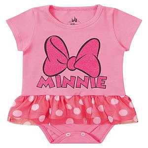 body minnie baby menina original disney com glitter com babados algodão várias cores e tamanhos Mb a Gb