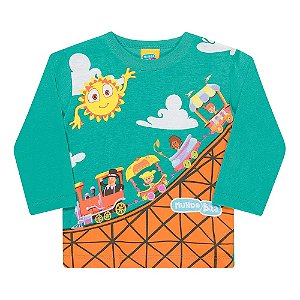 camiseta mundo bita infantil bebê unissex kamylus manga longa várias cores tamanhos 1 e 2 anos