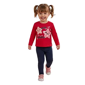 Blusa Infantil Menina Manga Longa Estrela Malha Algodão Glitter Várias Cores Tamanho 2 Anos