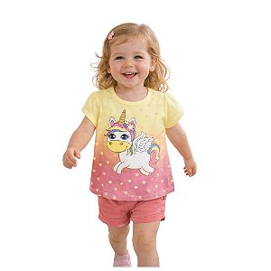blusa de unicórnio infantil menina com glitter degradê multicolorido malha algodão tamanho 2 anos