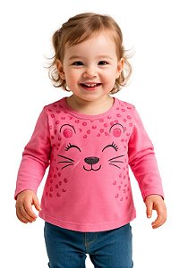 camiseta blusa bichinho infantil manga longa menina estampa carinha em várias cores tamanho 2 anos