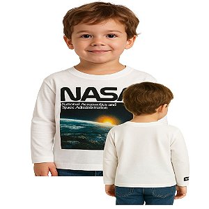 Camiseta Nasa Infantil Manga Longa Malha Algodão Várias Cores Nos Tamanhos 4 a 10 anos