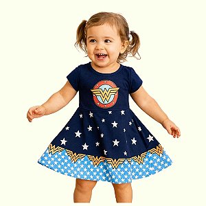 vestido mulher maravilha bebê 100% algodão em várias cores tamanhos 1 e 2 anos