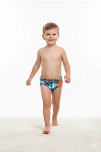 sunga de praia infantil menino coqueiros resistente e durável proteção UV 50 + tamanhos 1 a 4 anos