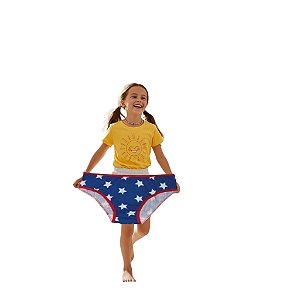 kit calcinhas infantil tematica mulher maravilha algodão cores variadas tamanhos 8 e 10