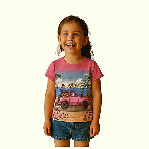blusa infantil menina safari divertida 100% algodão macia respirável várias cores tamanhos 4 a 8