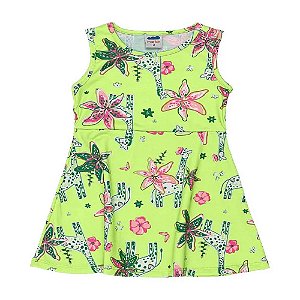 vestido girafa infantil menina marlan confortável sem mangas variedades de cores e tamanhos 4 a 8 anos