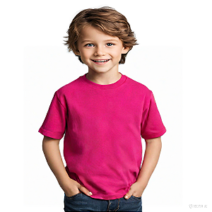 camiseta lisa pink infantil unissex 100% algodão confortável tamanhos 2 a 16