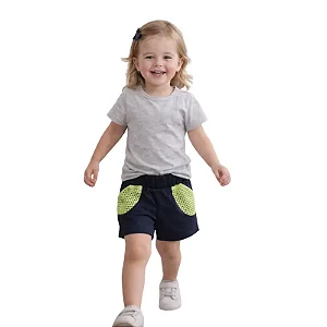 short infantil menina moletom tela bolso meia malha algodão várias cores tamanhos 4 e 6 anos