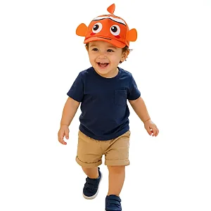boné bebê menino peixinho laranja divertido poliéster ajuste velcro tamanhos 1 a 3 anos