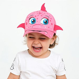 boné bebê menina golfinho rosa com aplique tamanho ajustável para 1 a 3 anos